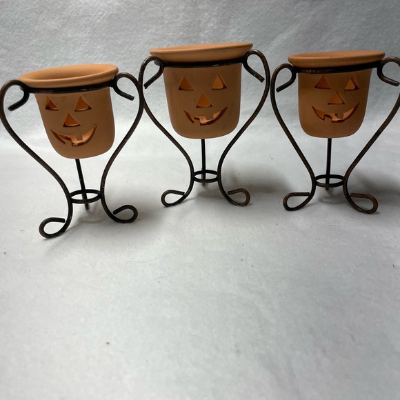 Set of Three Pumpkin Candle Holders - Picture 2 of 7